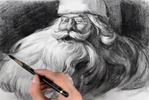 Рисуем лицо Деда Мороза